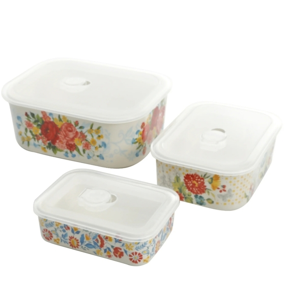 ❤️ New Pioneer Woman Sweet Rose Rectangle Nesting Bowls Set - Picture 10 of 10